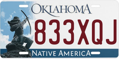 OK license plate 833XQJ