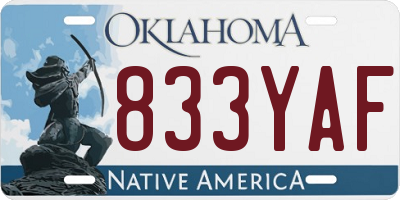 OK license plate 833YAF