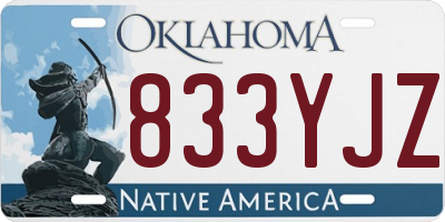 OK license plate 833YJZ