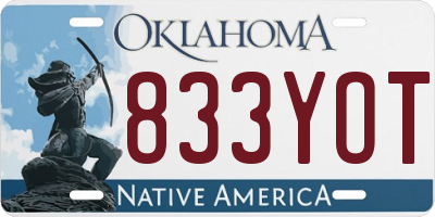OK license plate 833YOT