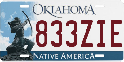 OK license plate 833ZIE