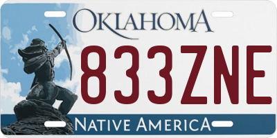 OK license plate 833ZNE