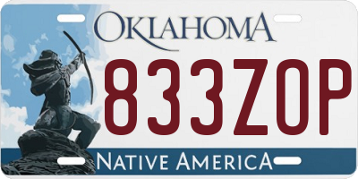 OK license plate 833ZOP