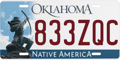 OK license plate 833ZQC