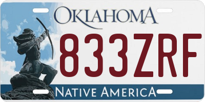 OK license plate 833ZRF