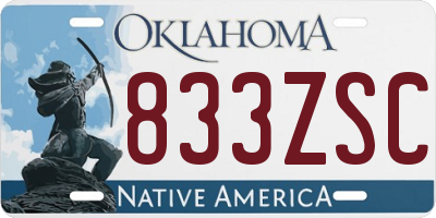 OK license plate 833ZSC