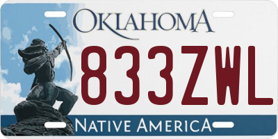 OK license plate 833ZWL