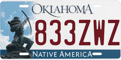 OK license plate 833ZWZ