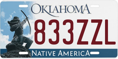 OK license plate 833ZZL