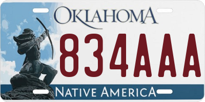 OK license plate 834AAA