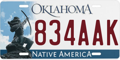 OK license plate 834AAK