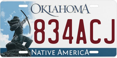 OK license plate 834ACJ