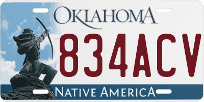 OK license plate 834ACV
