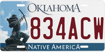 OK license plate 834ACW