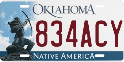 OK license plate 834ACY