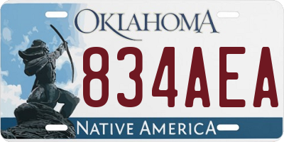 OK license plate 834AEA