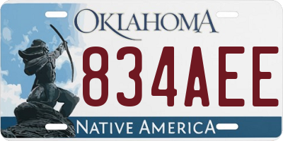 OK license plate 834AEE