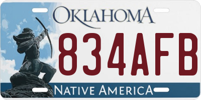 OK license plate 834AFB
