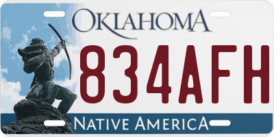 OK license plate 834AFH