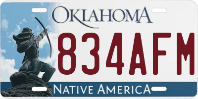 OK license plate 834AFM