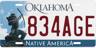 OK license plate 834AGE