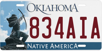 OK license plate 834AIA