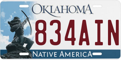 OK license plate 834AIN