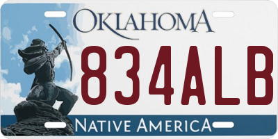 OK license plate 834ALB