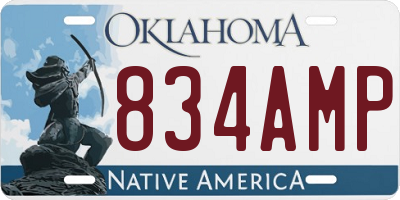 OK license plate 834AMP