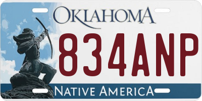 OK license plate 834ANP