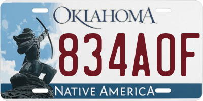 OK license plate 834AOF