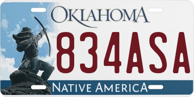 OK license plate 834ASA