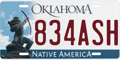 OK license plate 834ASH