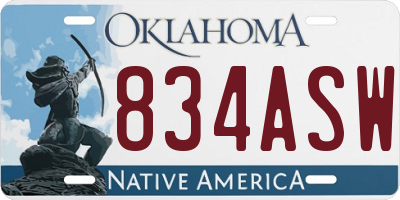 OK license plate 834ASW
