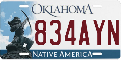 OK license plate 834AYN