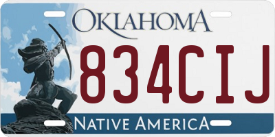 OK license plate 834CIJ