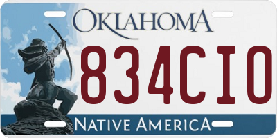 OK license plate 834CIO