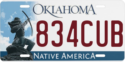OK license plate 834CUB