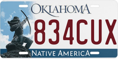 OK license plate 834CUX