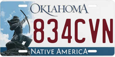 OK license plate 834CVN