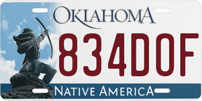 OK license plate 834DOF