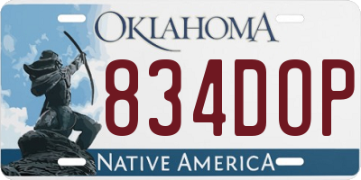 OK license plate 834DOP