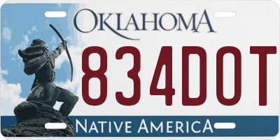 OK license plate 834DOT