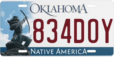 OK license plate 834DOY