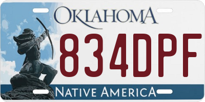 OK license plate 834DPF