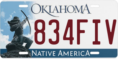 OK license plate 834FIV