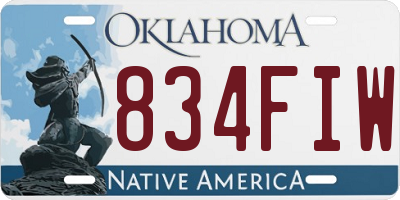 OK license plate 834FIW