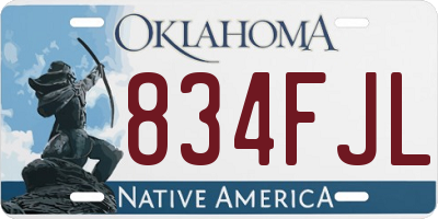 OK license plate 834FJL