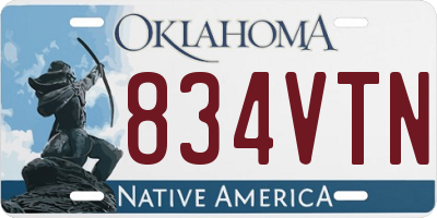 OK license plate 834VTN