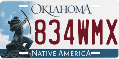 OK license plate 834WMX